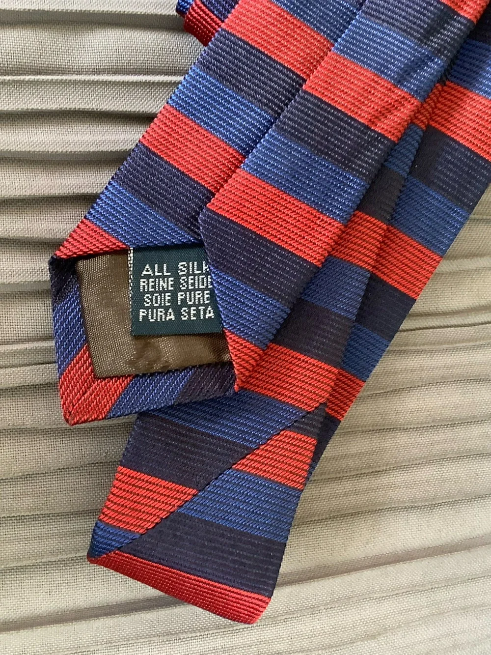 Burberry Red and Blue Striped Knit Tie